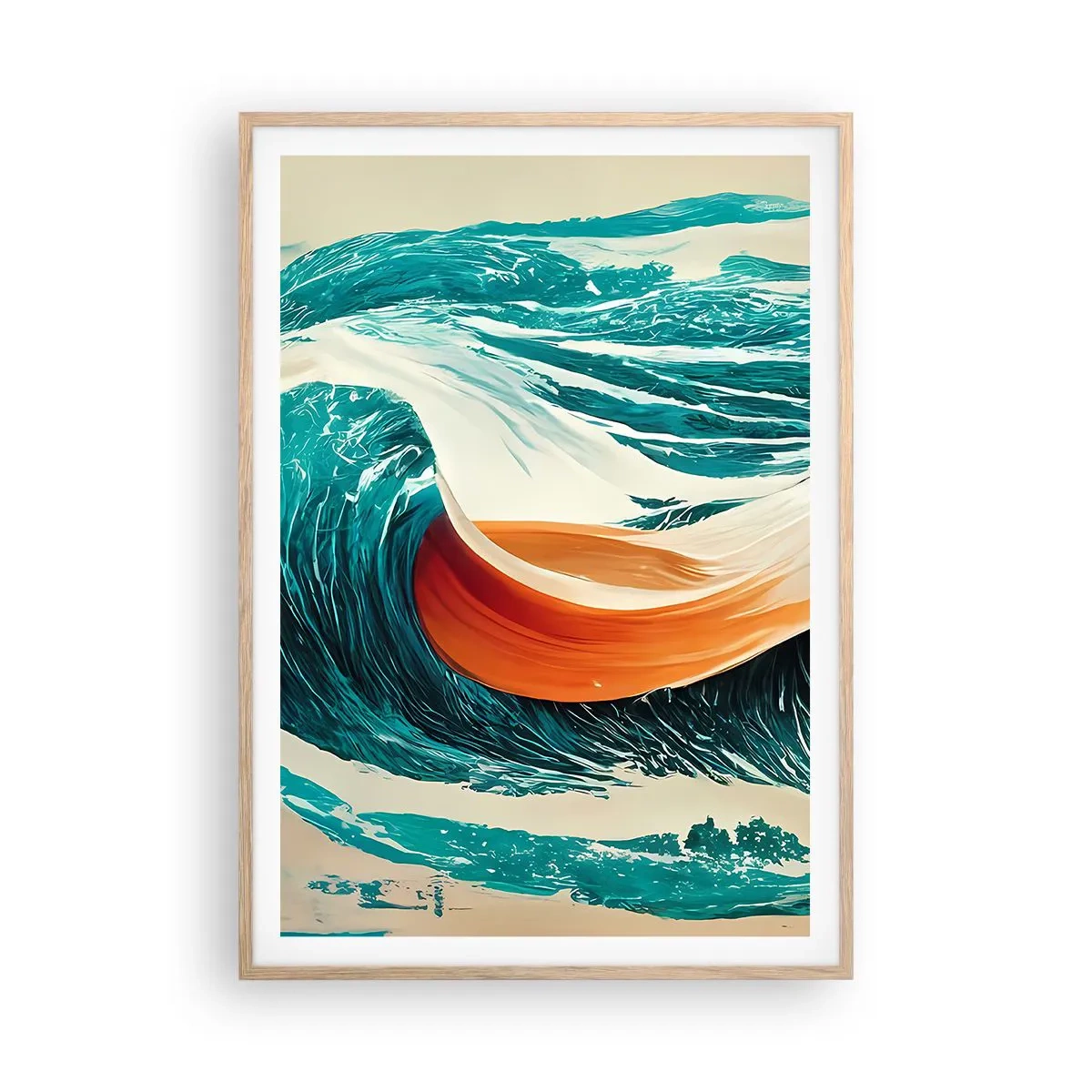 Pôster com moldura de carvalho claro - O sonho de um surfista - 70x100 cm