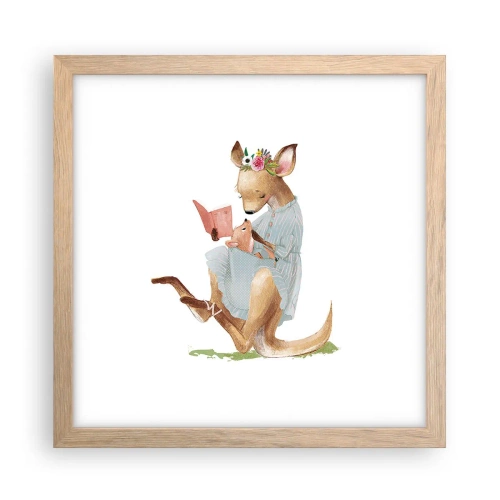 Pôster com moldura de carvalho claro - Leia para mim, mamãe - 30x30 cm