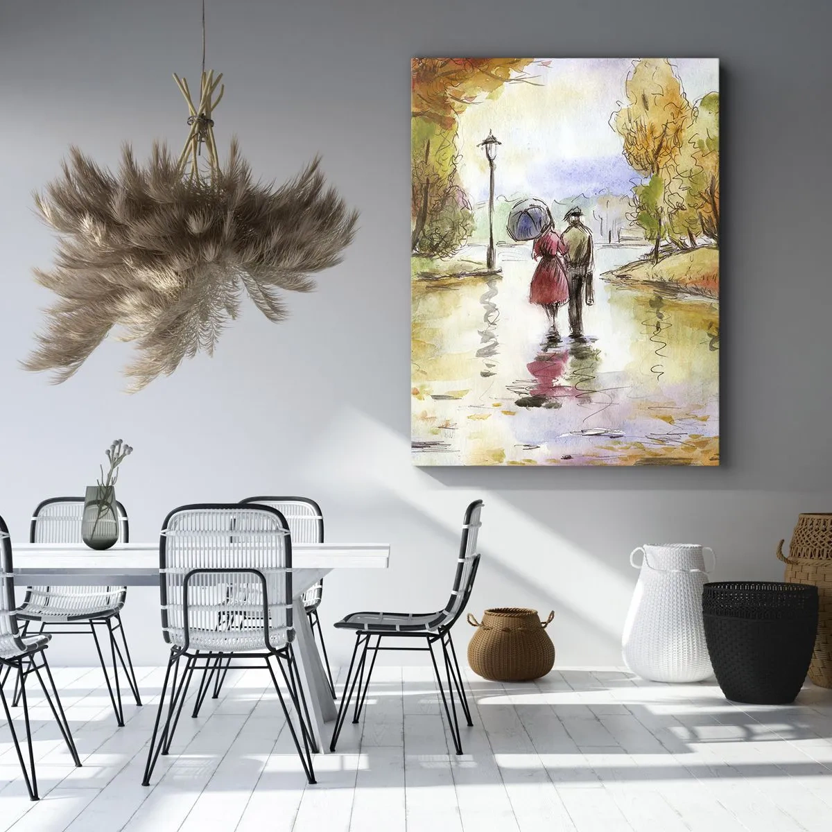 Quadro em tela - Outono romântico no parque - 55x100 cm