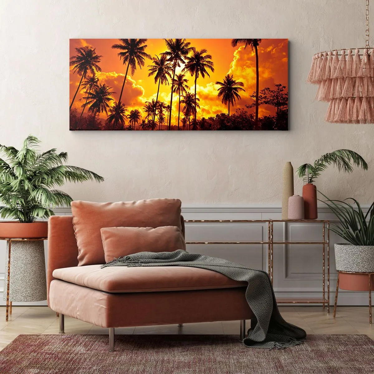 Quadro em tela - Montanhas em chamas, florestas em chamas - 100x40 cm