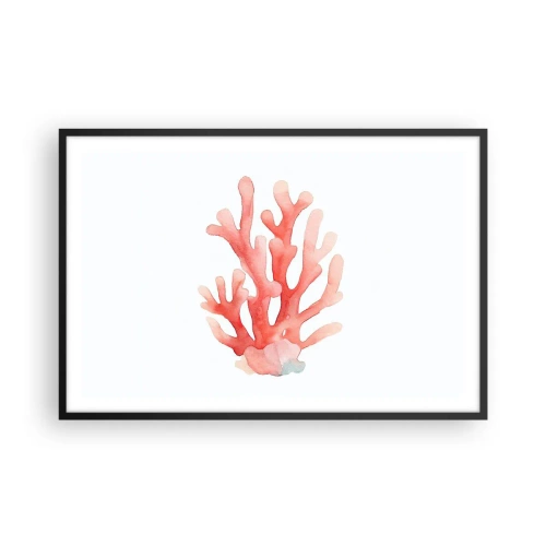 Pôster com moldura preta - Coral de cor coral - 91x61 cm