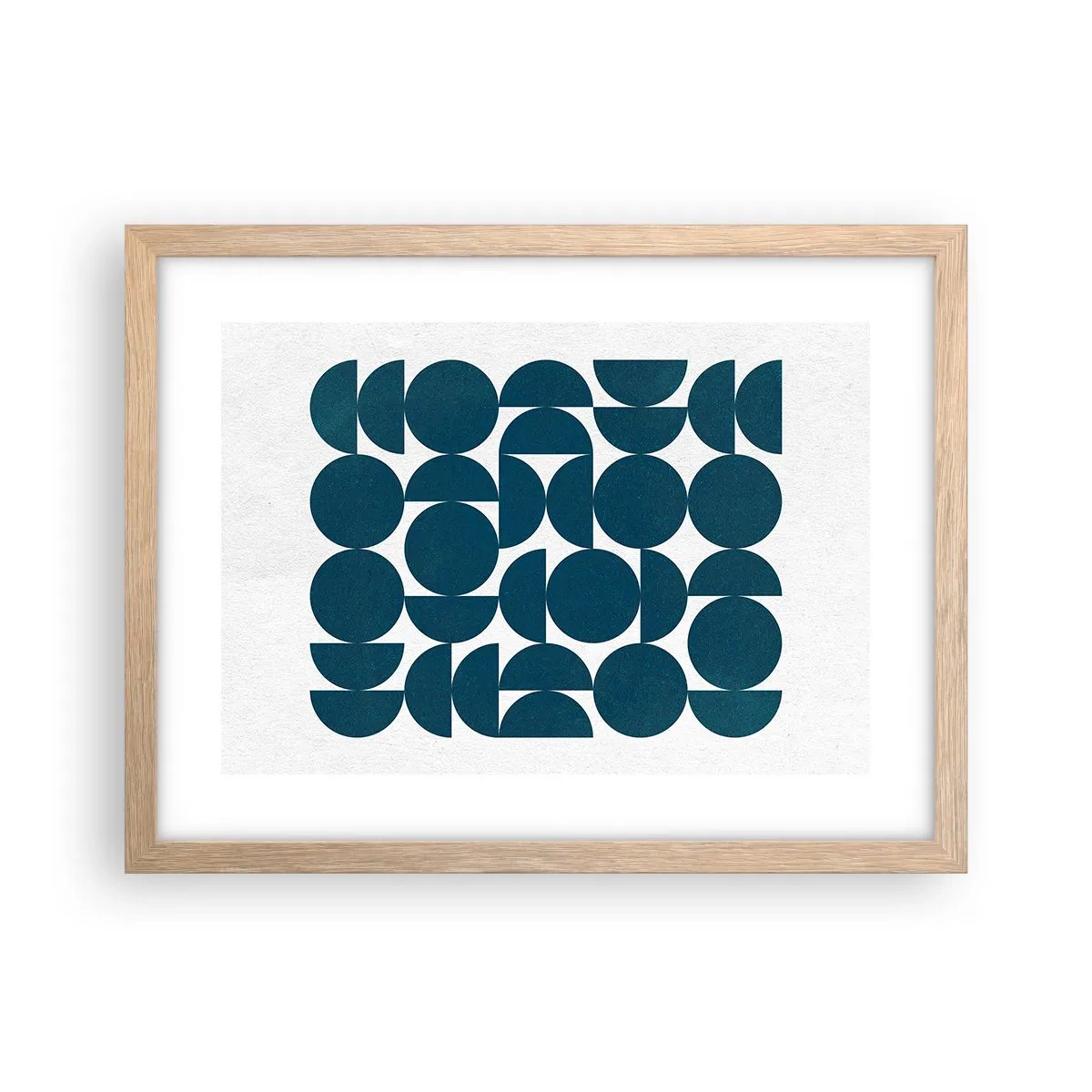 Pôster com moldura de carvalho claro - Círculos e semicírculos - 40x30 cm