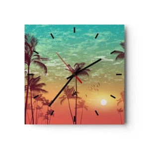 Relógio de parede - Relógio em vidro - Climas tropicais - 30x30 cm