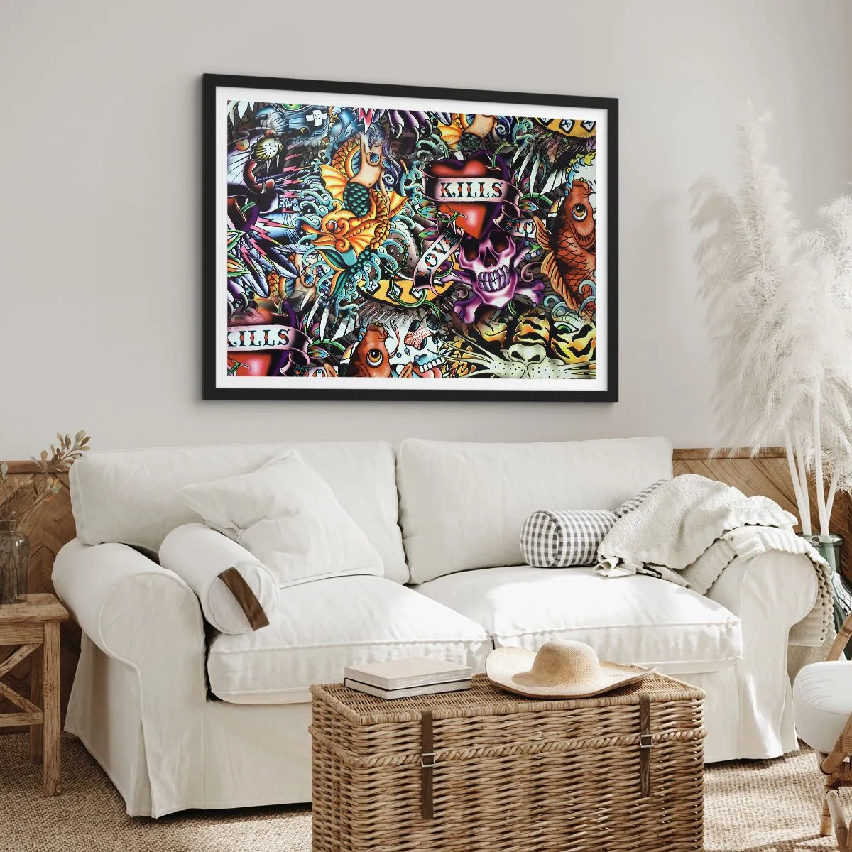 Pôster com moldura preta - O sonho do tatuador - 70x50 cm
