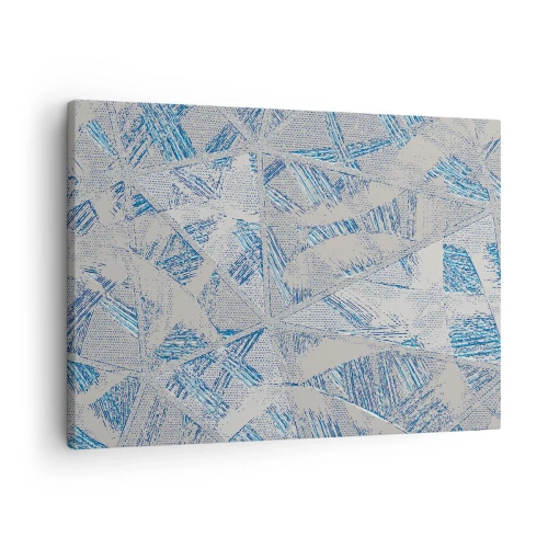 Quadro em tela - Padrões geométricos em tons de azul e cinza - 70x50cm - Em um labirinto azul e cinza - Decoração de parede moderna para a sala de estar e quarto ARTTOR