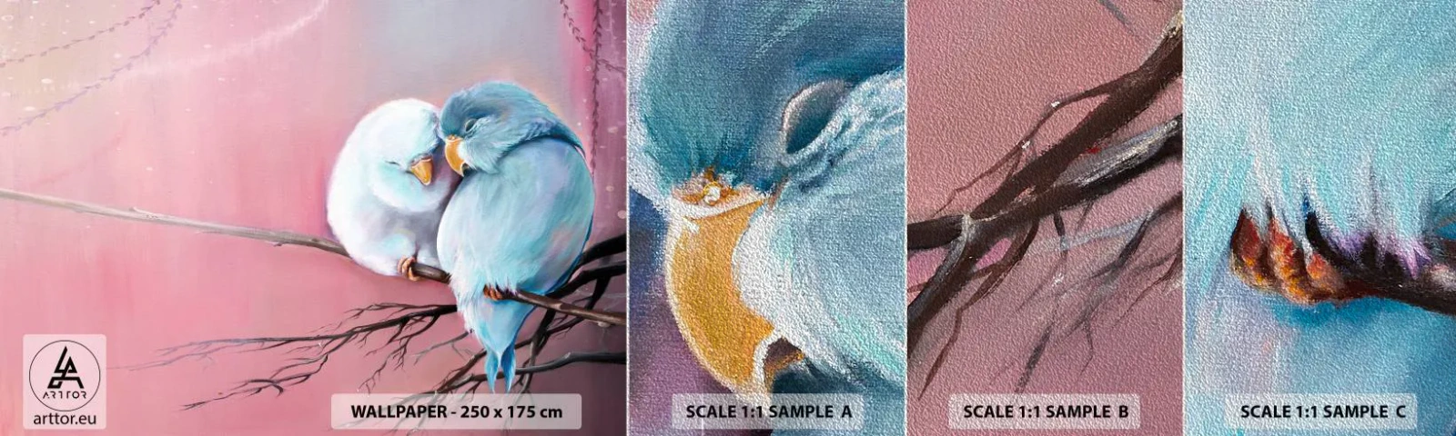 Amostra de papel de parede Premium Sand - O que acrescentar aqui?... - Pássaros, Natureza, Pedaço - 100x30 cm