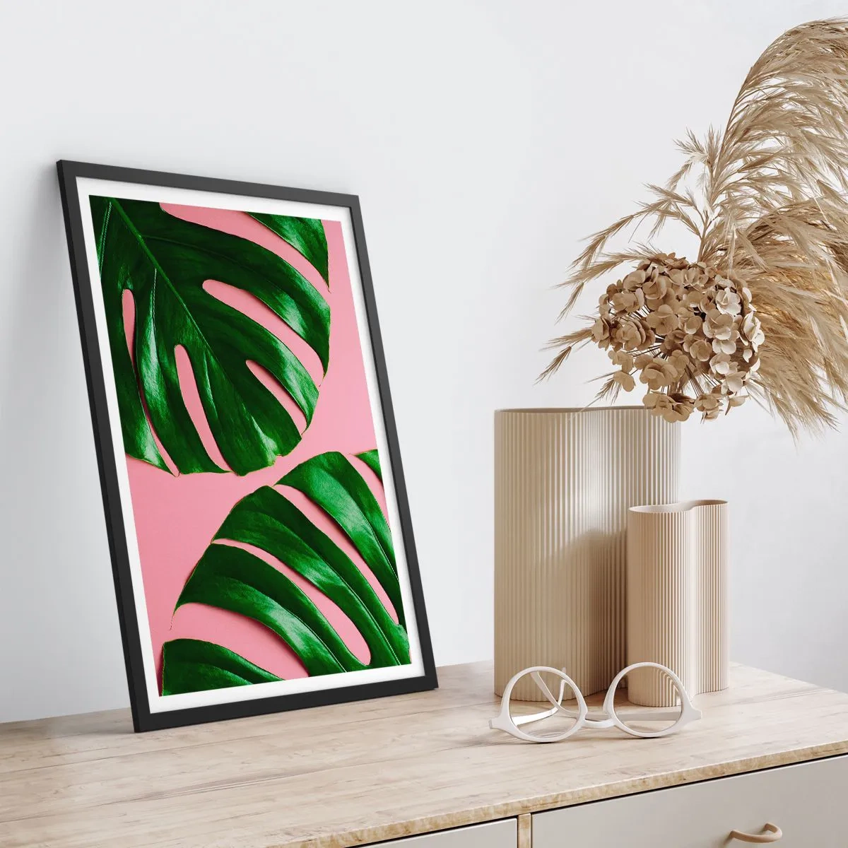 Pôster com moldura preta - Encontro verde - 40x50 cm