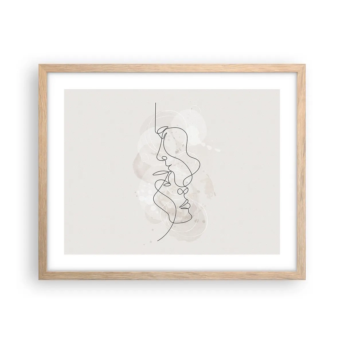 Pôster com moldura de carvalho claro - Emaranhados num abraço - 50x40 cm