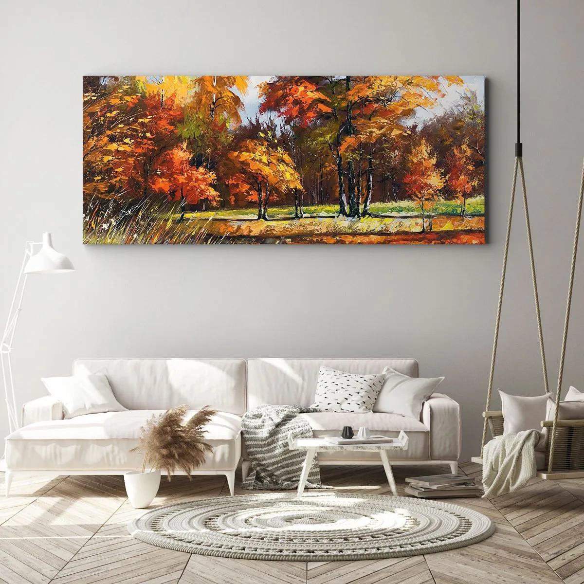 Quadro em tela - Paisagem em ouro e bronze - 90x30 cm