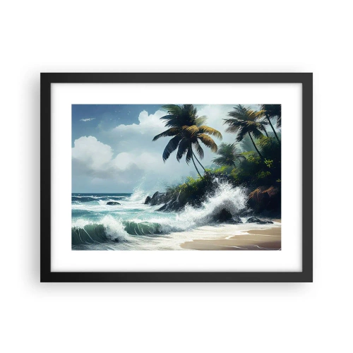 Pôster com moldura preta - Em uma costa tropical - 40x30 cm