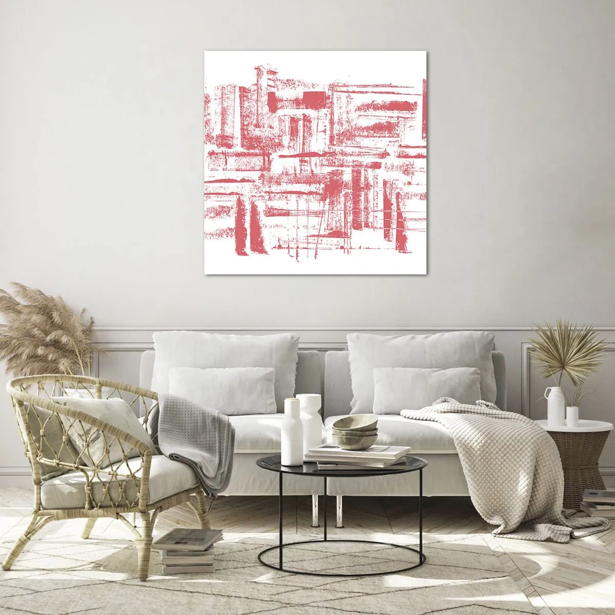 Quadro em vidro - Cidade Vermelha - 40x40 cm
