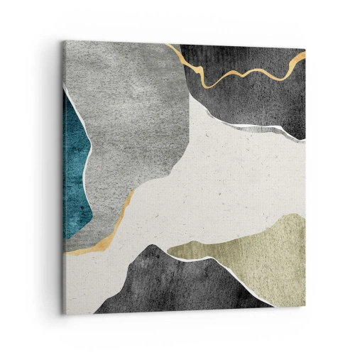 Quadro em tela - Composição de mosaico com fio de ouro - 50x50 cm