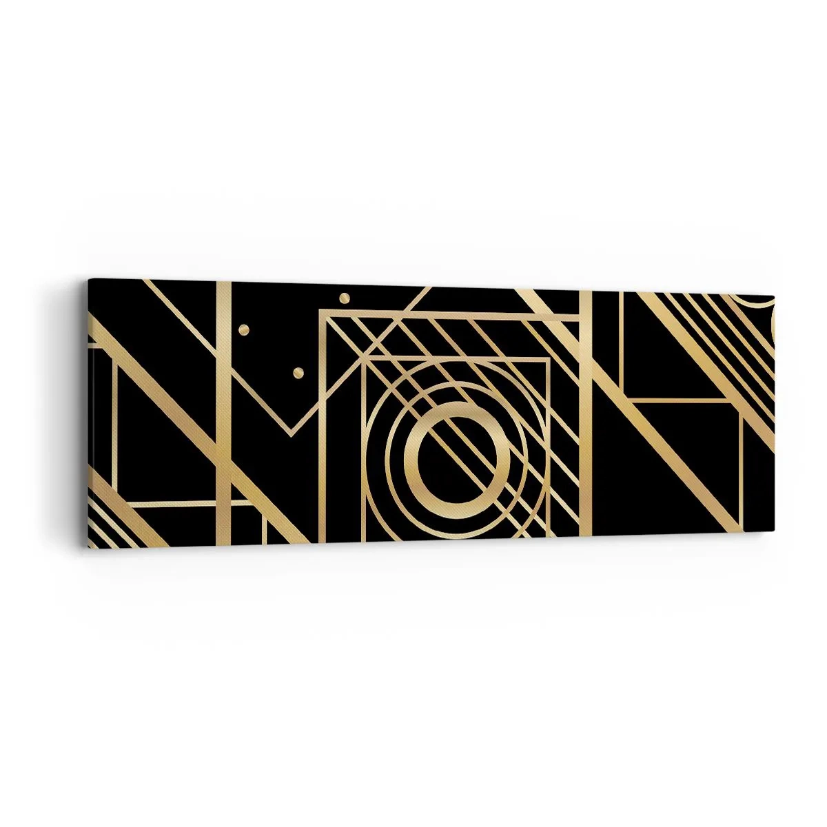 Quadro em tela - Geometria dourada - 90x30 cm