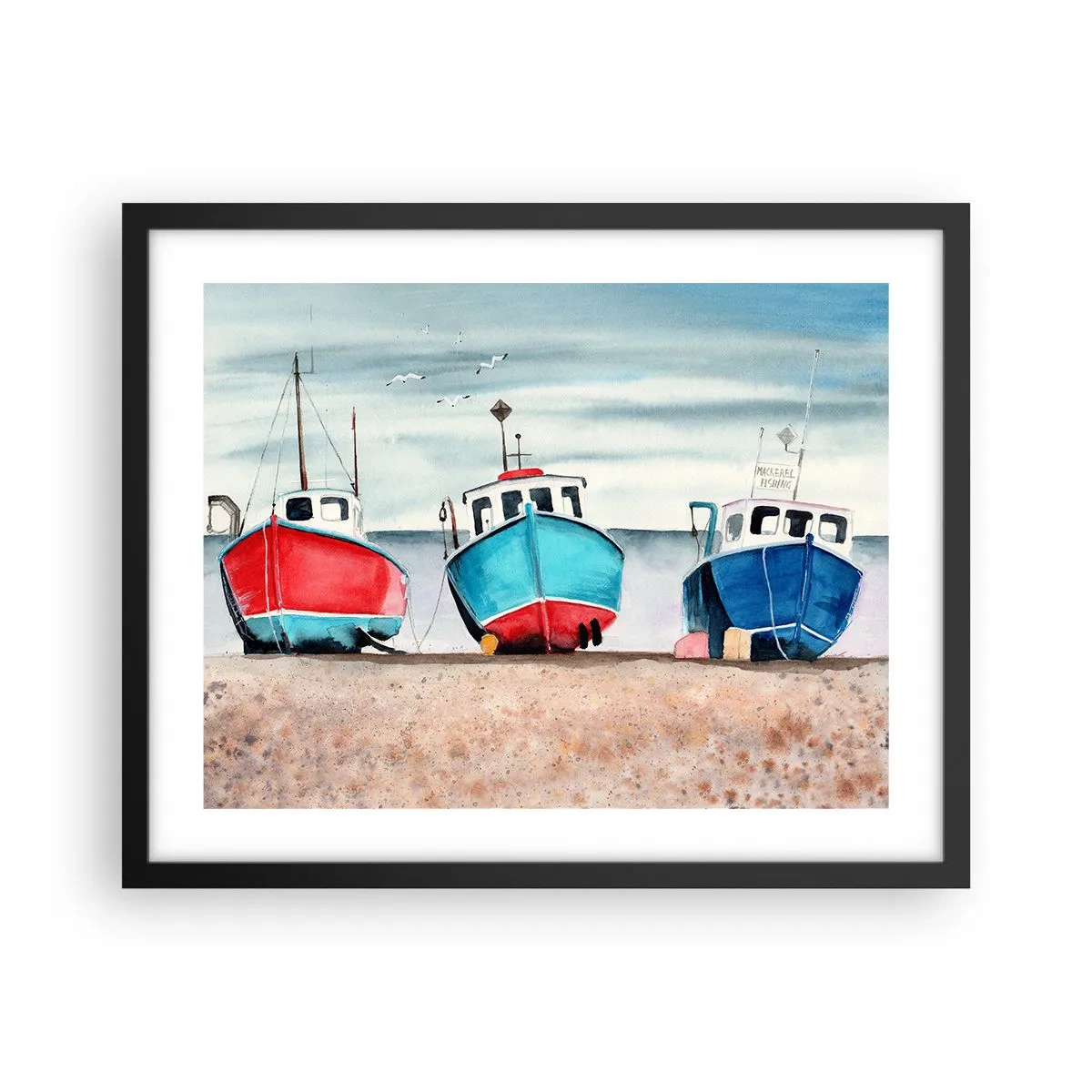 Pôster com moldura preta - Pronto para pescar - 50x40 cm