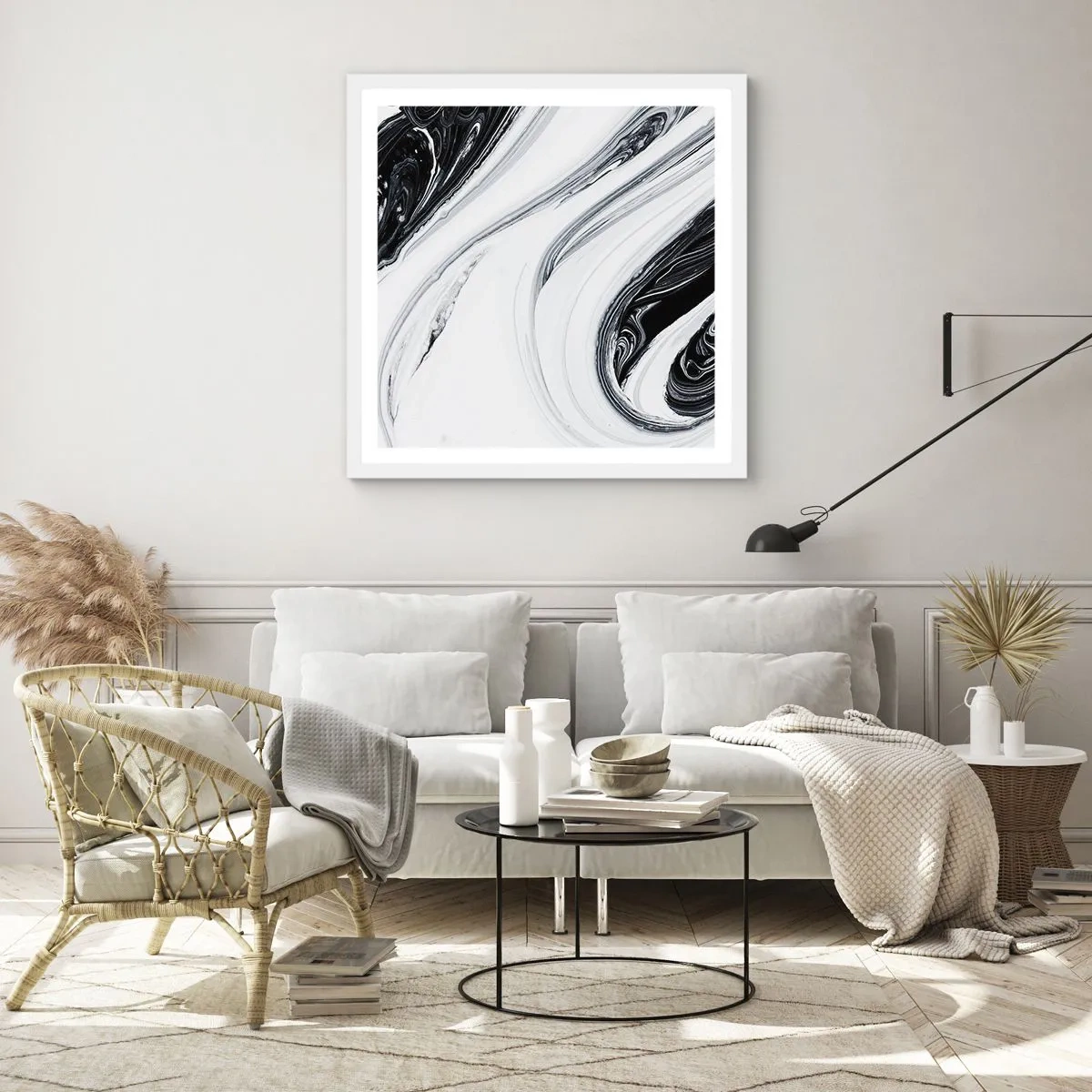 Pôster em moldura branca - Uma combinação de opostos - 50x50 cm