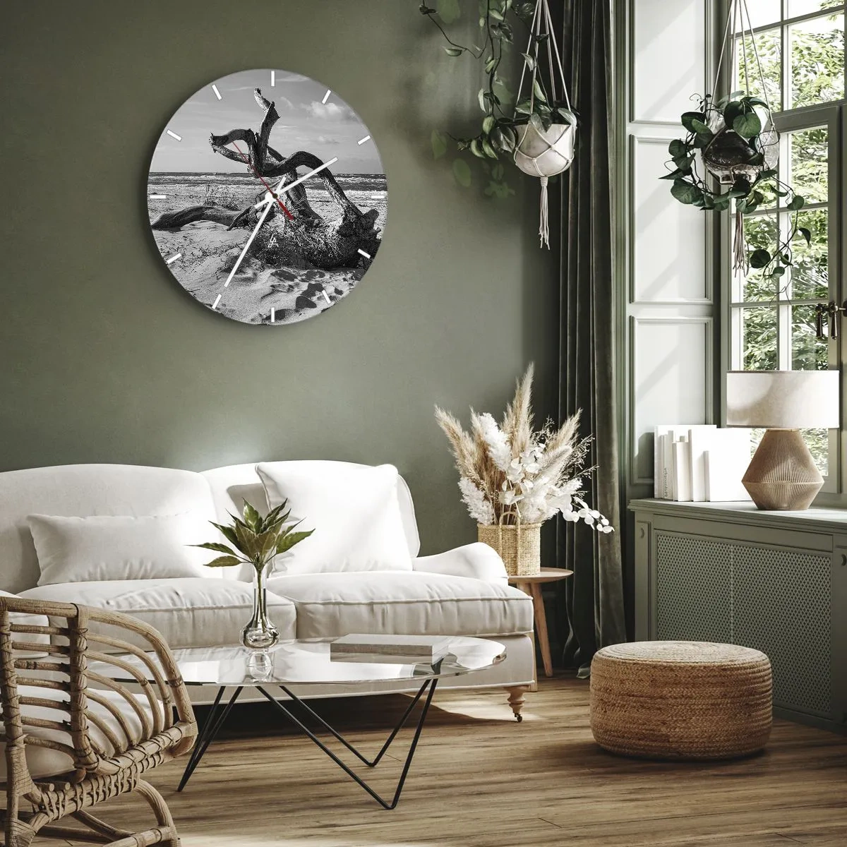 Relógio de parede - Relógio em vidro - Escultura do mar - 30x30 cm