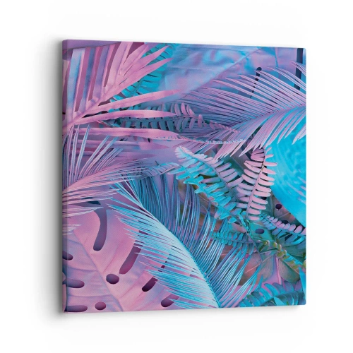 Quadro em tela - Trópicos em rosa e azul - 30x30 cm