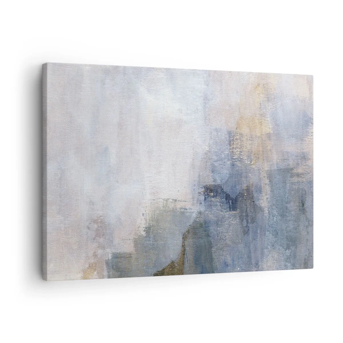 Quadro em tela - Sutis manchas abstratas em tons de azul e bege - 70x50cm - Tons e acordes das cores - Decoração de parede moderna para a sala de estar e quarto ARTTOR