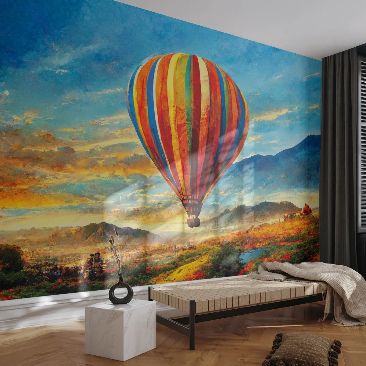 Papel de Parede Premium Sand - Com silêncio enxergas mais - Balão, Paisagem, Natureza - 100x70 cm