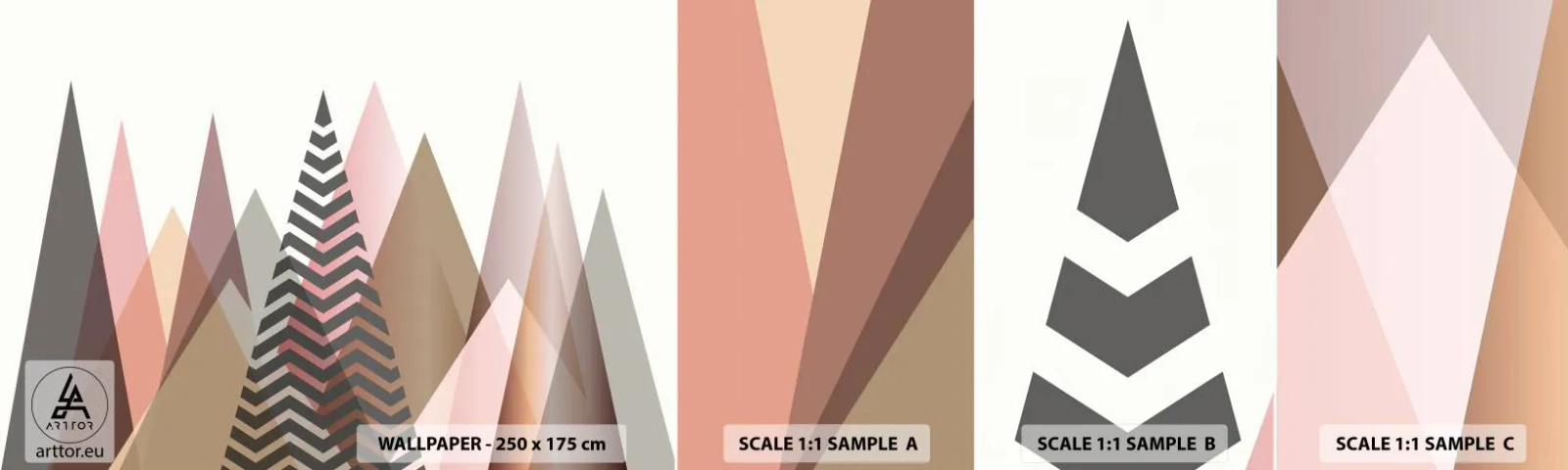 Amostra de Papel de Parede Standard Eco - Vista piramidal - Abstração, Pedaço, Triângulos - 100x30 cm