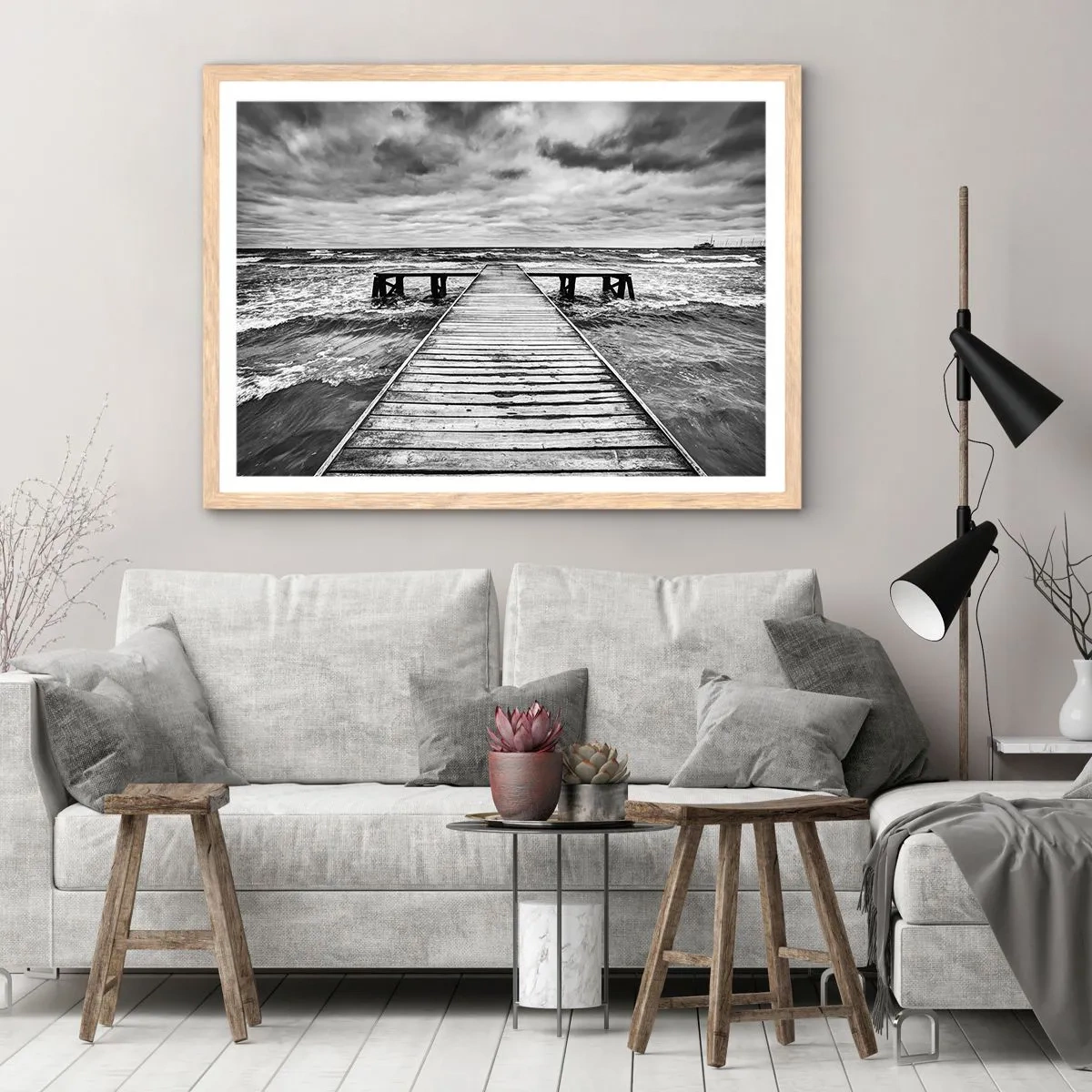 Pôster com moldura de carvalho claro - Estou à espera do vento, que vai dispersar... - 40x30 cm