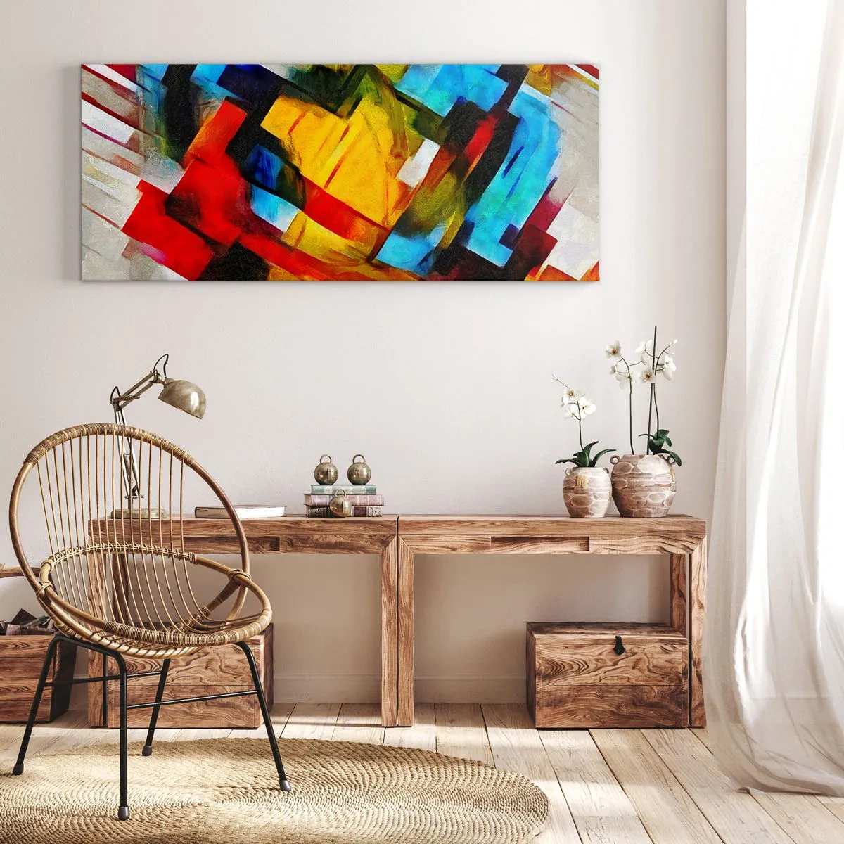 Quadro em tela - Camadas multicoloridas - 90x30 cm