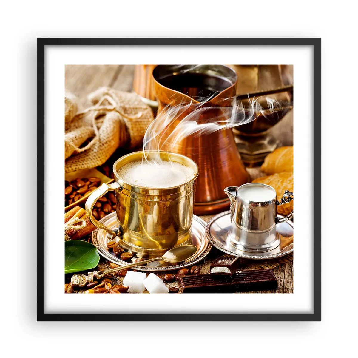 Pôster com moldura preta - Bons dias! - 50x50 cm