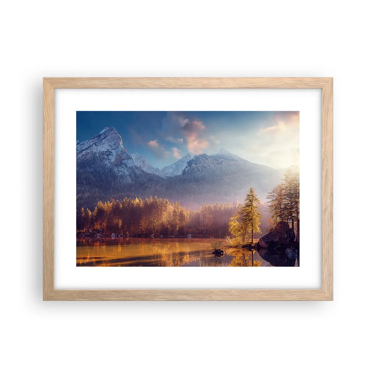 Pôster com moldura de carvalho claro - Nas montanhas e vales - 40x30 cm