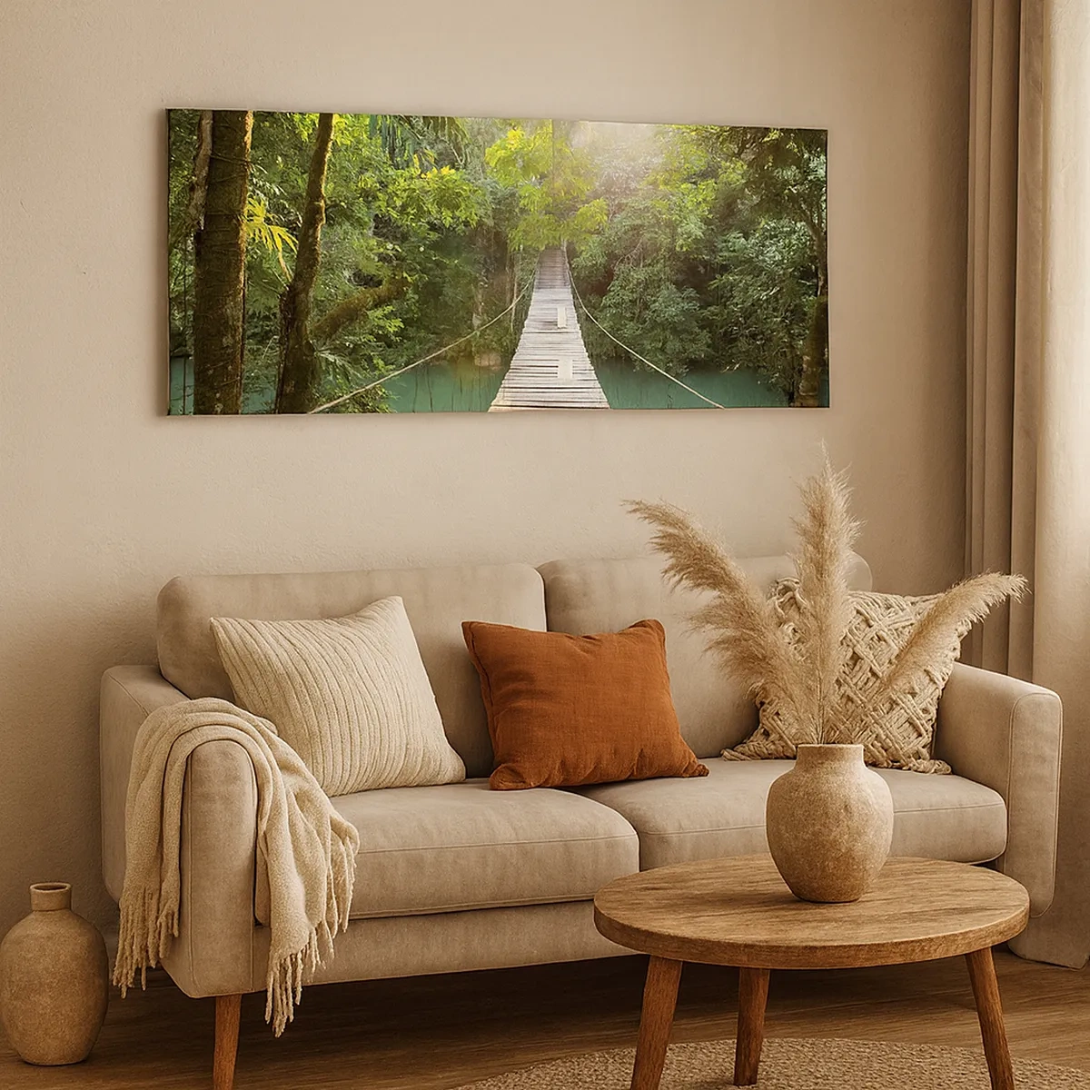 Quadro em tela - Da água azul para a floresta azul - 30x30 cm