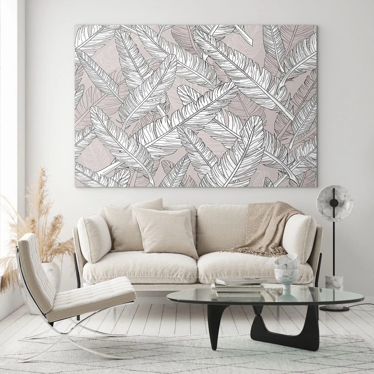 Quadro em vidro - Turbilhão de penas - 120x80 cm