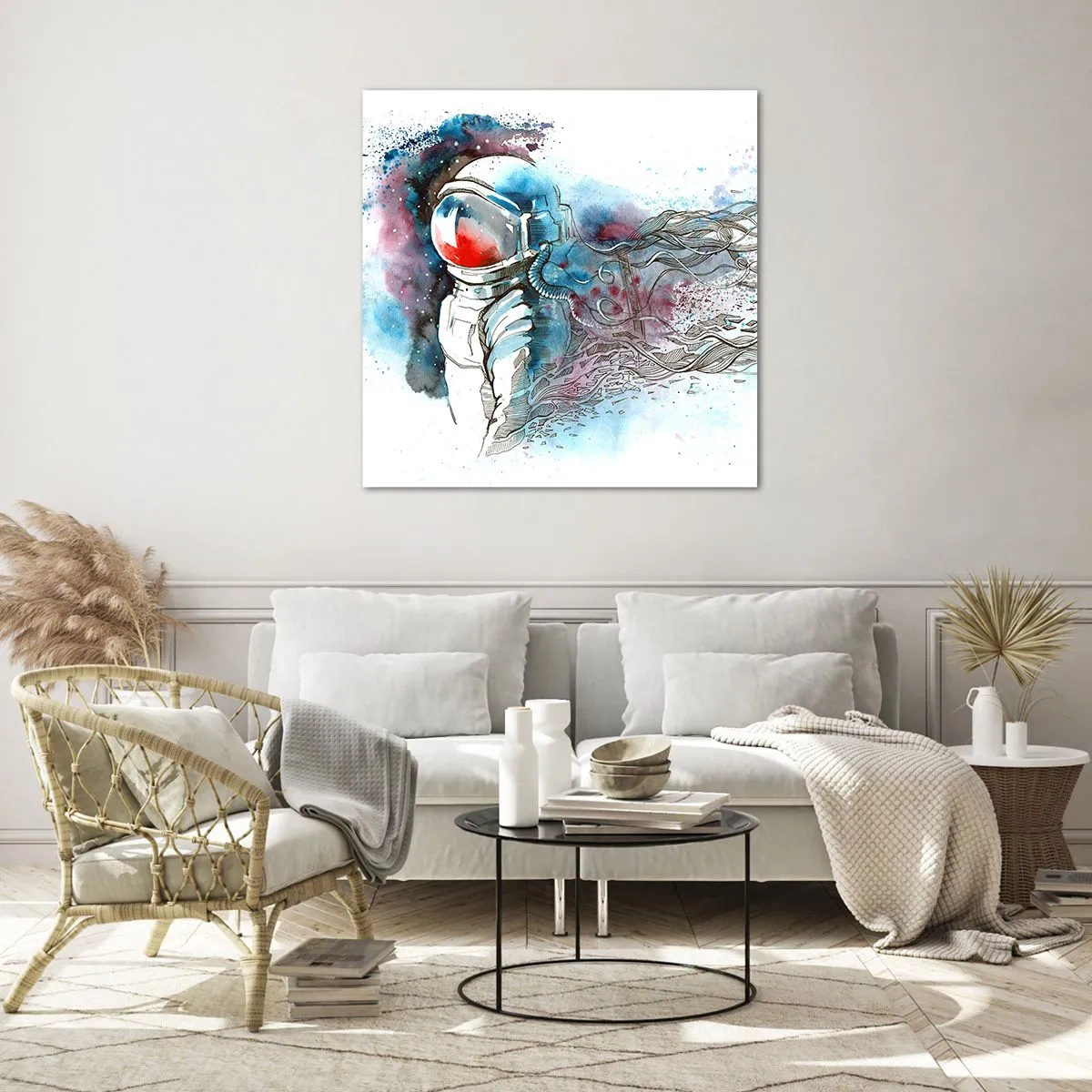 Quadro em vidro - Sozinho com o espaço - 60x60 cm