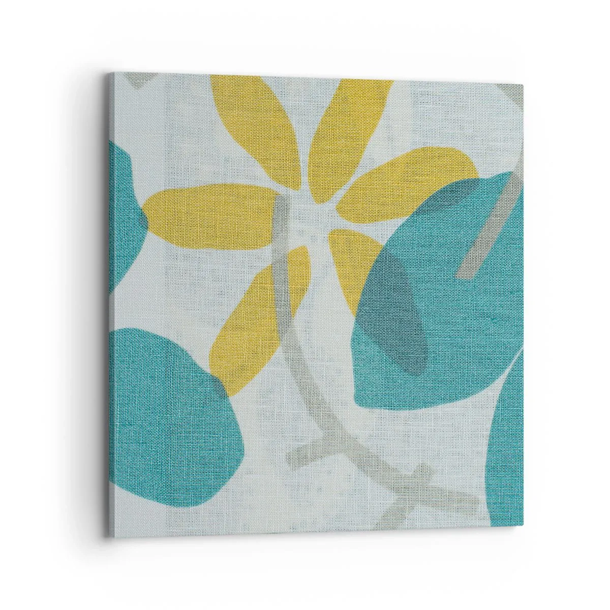 Quadro em tela - Entre as folhas azuis - 70x70 cm