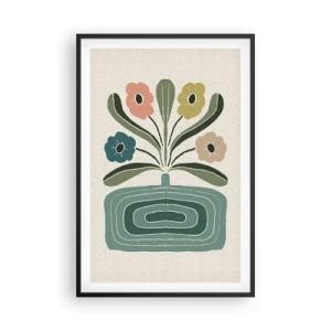 Pôster com moldura preta - Buquê simétrico - 61x91 cm