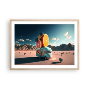Pôster com moldura de carvalho claro - O sabor das férias - 70x50 cm