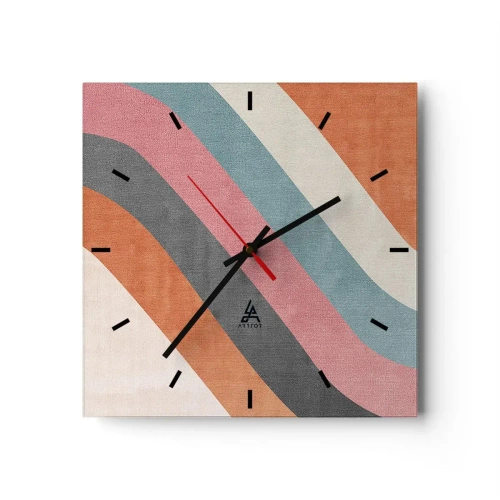 Relógio de parede - Relógio em vidro - Composição diagonal – movimento - 30x30 cm