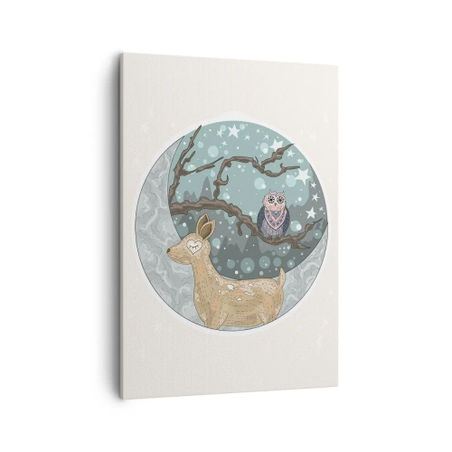 Quadro em tela - Noite na floresta como em um conto de fadas - 50x70 cm