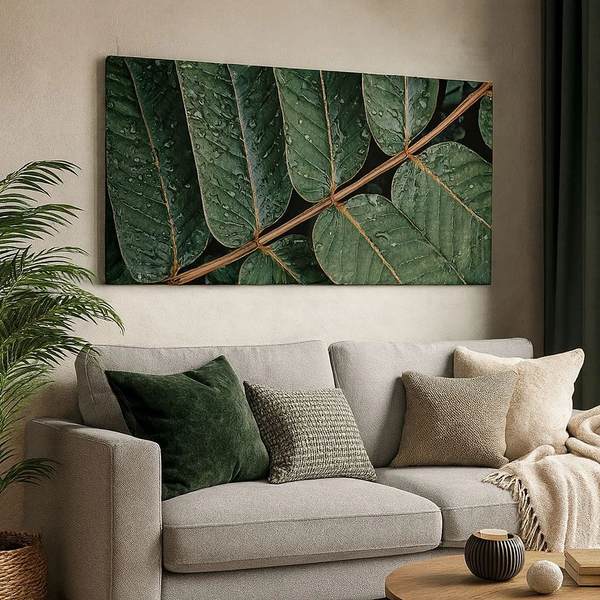 Quadro em tela - Num ritmo verde - 100x40 cm