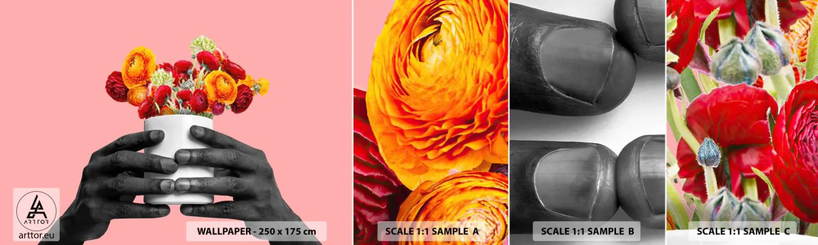 Amostra de Papel de Parede Standard Eco - A apoteose da vida - Abstração, Pedaço, Flores - 100x30 cm