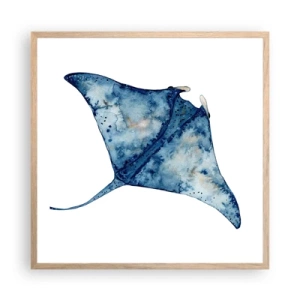 Pôster com moldura de carvalho claro - A vida em azul - 60x60 cm