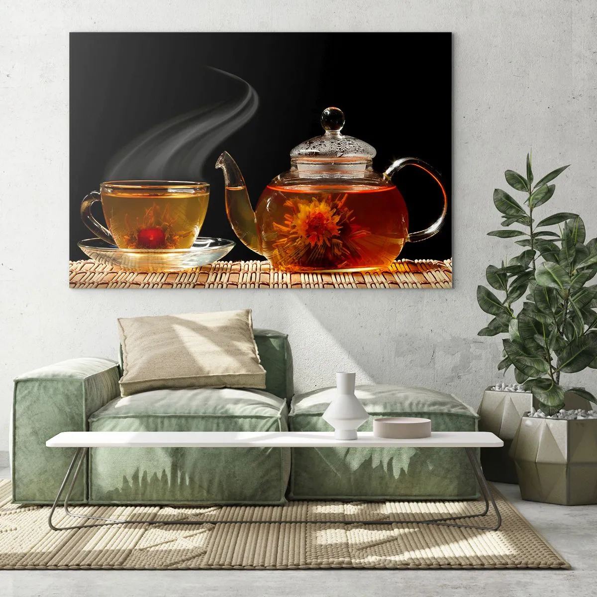 Quadro em vidro - A magia e a arte de preparar chá - 120x80 cm