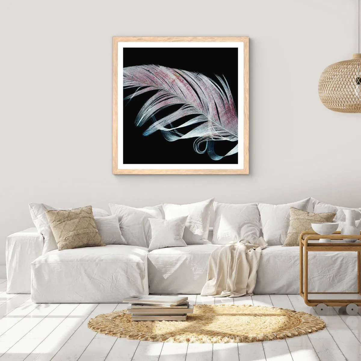 Pôster com moldura de carvalho claro - Pense no toque - 60x60 cm