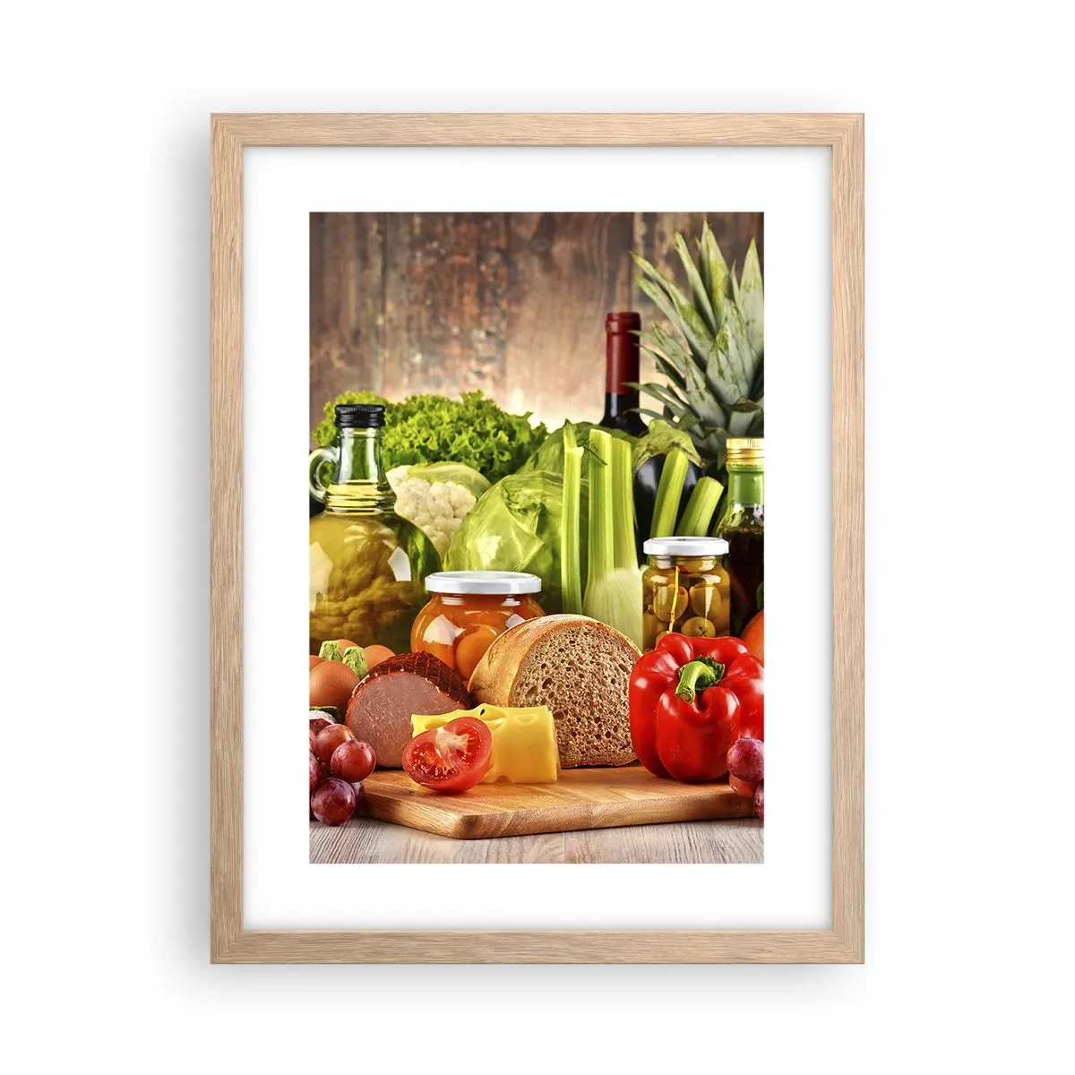 Pôster com moldura de carvalho claro - Defumados, cozidos, em conserva - 30x40 cm