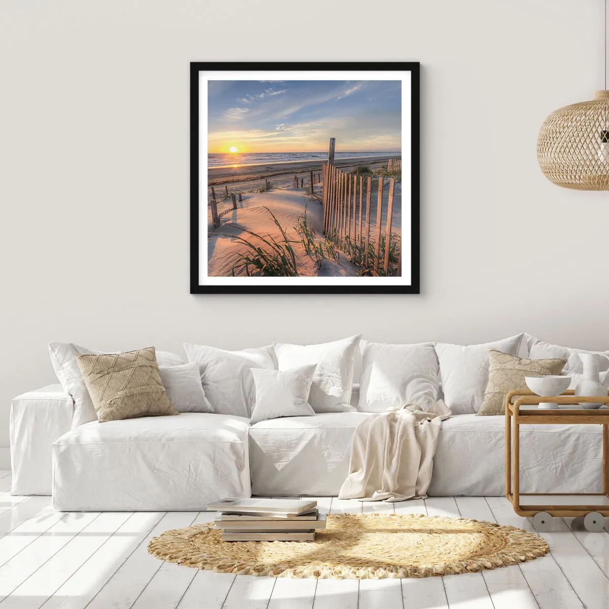 Pôster com moldura preta - Brilho e sombra do vento - 50x50 cm