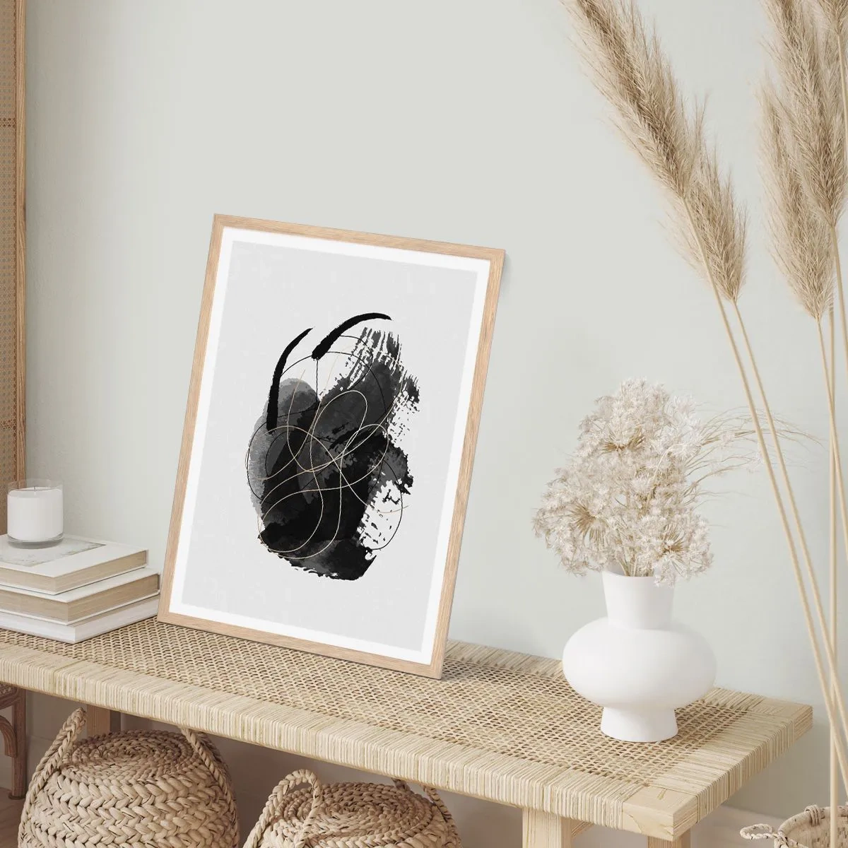 Pôster com moldura de carvalho claro - Emergido do preto - 30x40 cm