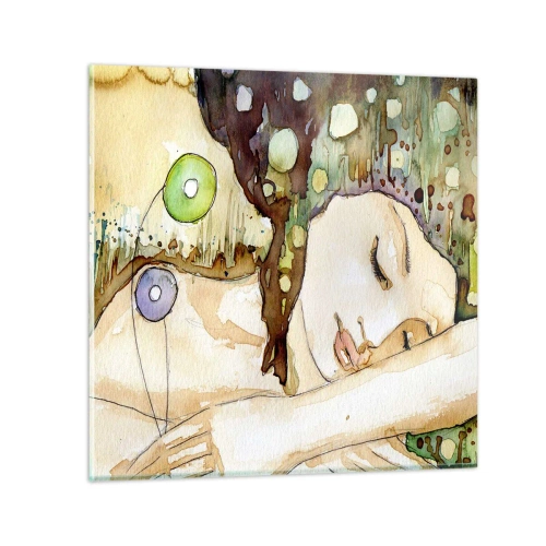 Quadro em vidro - Um sonho Violeta Esmeralda - 70x70 cm
