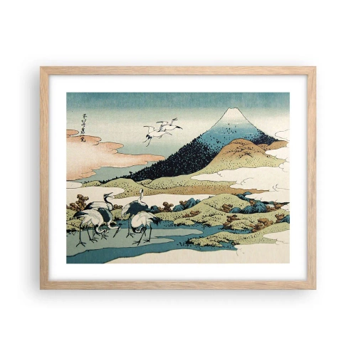 Pôster com moldura de carvalho claro - No espírito japonês - 50x40 cm