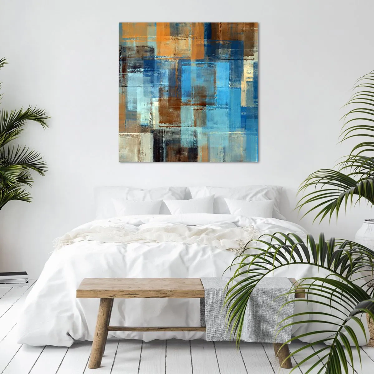 Quadro em tela - Através da cortina azul - 30x30 cm