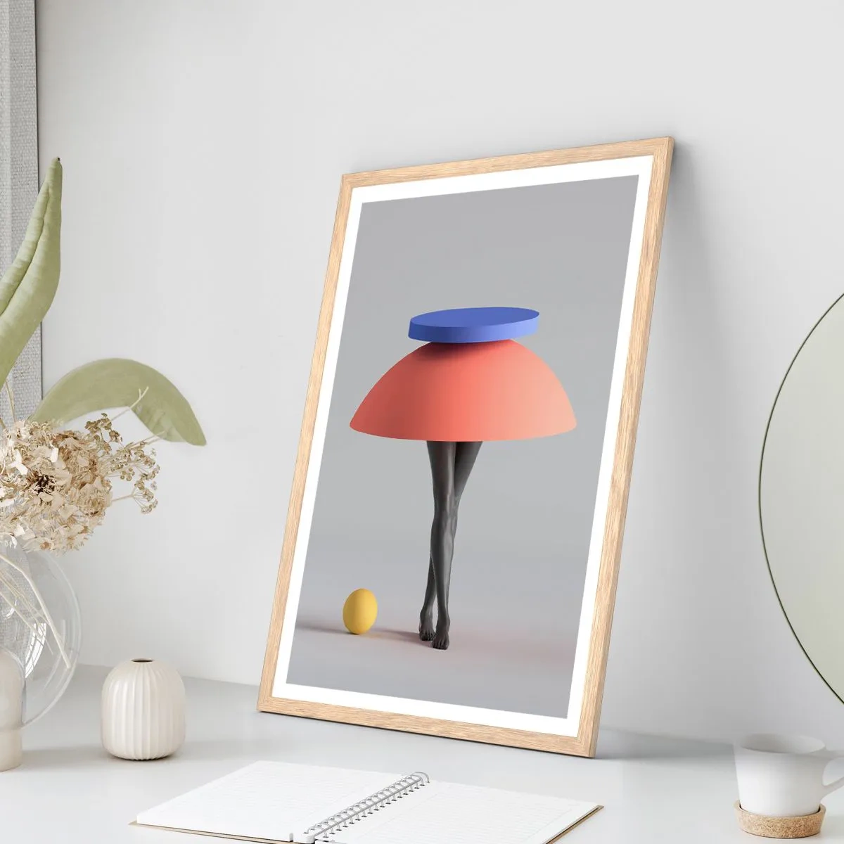 Pôster com moldura de carvalho claro - Composição surrealista - 50x70 cm