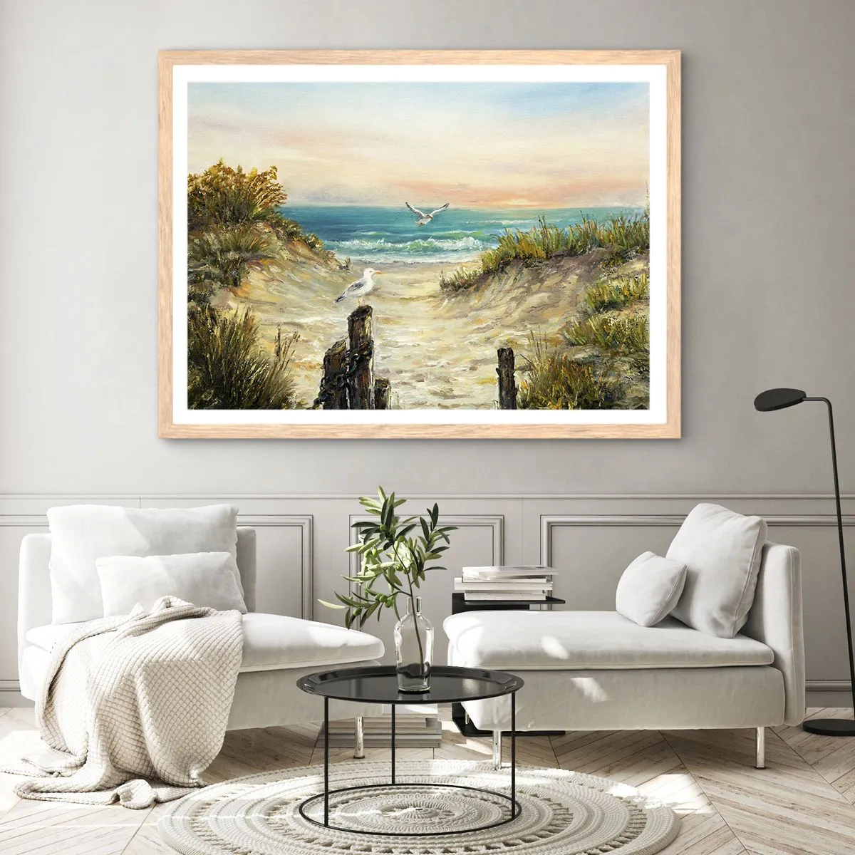 Pôster com moldura de carvalho claro - Refúgio sem vento - 50x40 cm