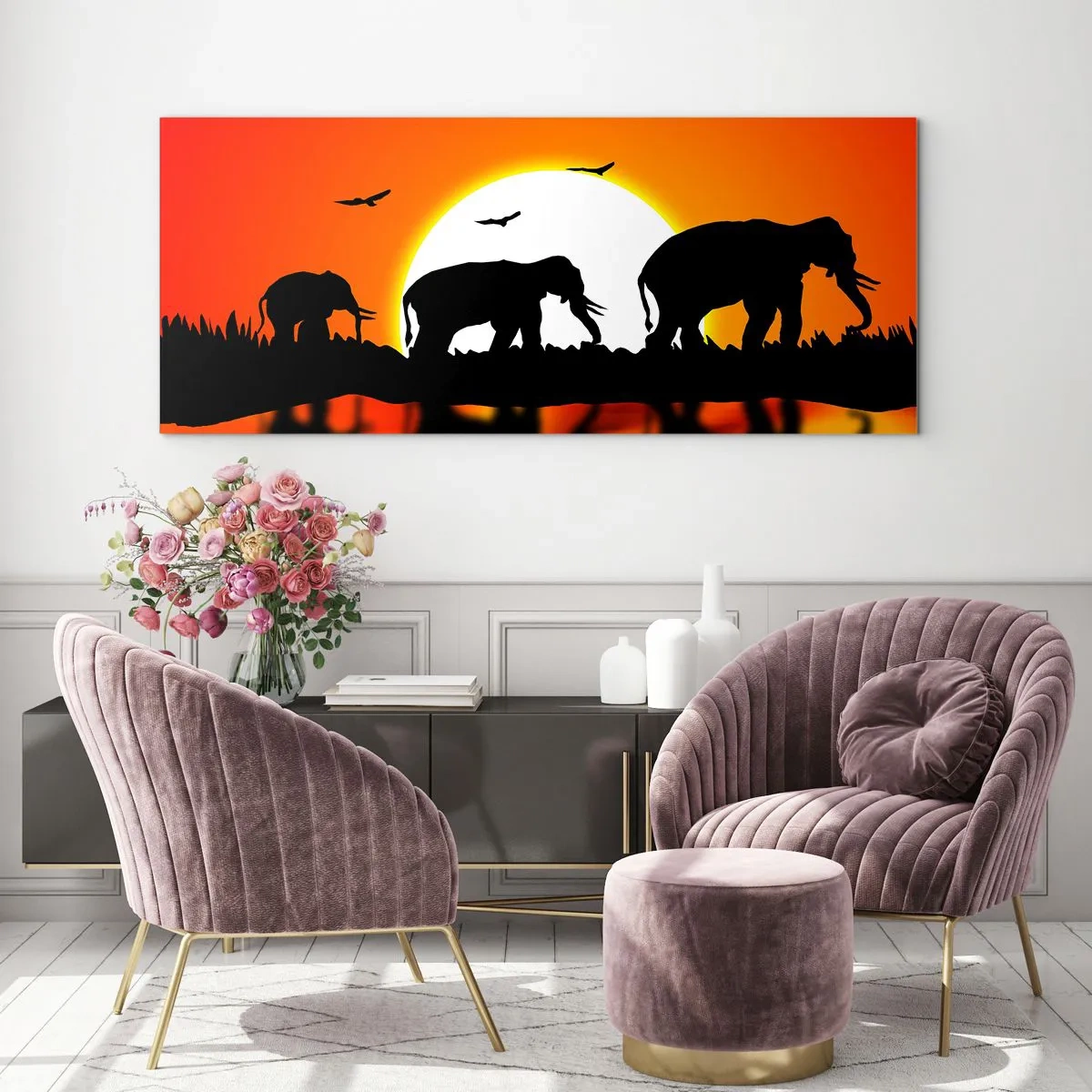 Quadro em vidro - Uma pequena bebida à noite - 100x40 cm